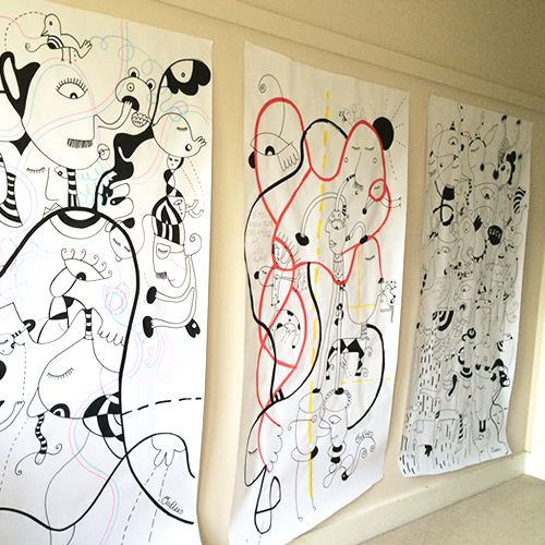Large drawings on paper, Mixed Media by artist Joi Murugavell. See her portfolio by visiting www.ArtsyShark.com