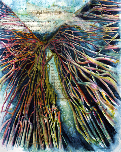 “Curtain of Mystery” Mixed Media, 56cm x 66cm by artist Donna Maloney. See her portfolio by visiting www.ArtsyShark.com
