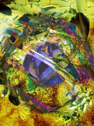 "The Universe in Chartreuse" mixed media, sizes vary by Tracy Ellyn. See her artist feature at www.ArtsyShark.com