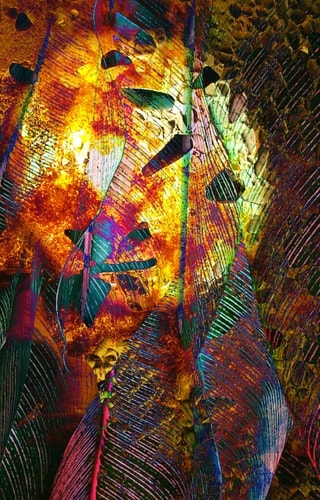 "Stone Glass with Leaf" mixed media, sizes vary