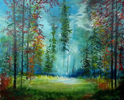 “The Light in the Forest” Acrylic on Canvas, 23” x 19” by artist Yossi Sigura. See his portfolio by visiting www.ArtsyShark.com