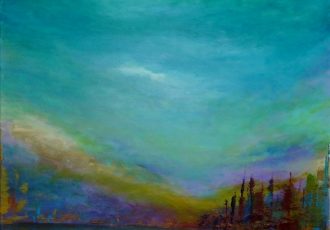 “Evening Dance” Acrylic on Canvas, 24” x 24” by artist Yossi Sigura. See his portfolio by visiting www.ArtsyShark.com