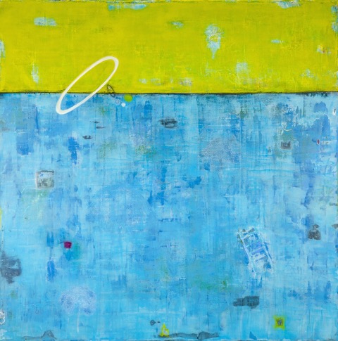 “Paring Down 8 (Cobalt and Lime)” Acrylic, Charcoal, 48” x 48” by artist Candace Primack. See her portfolio by visiting www.ArtsyShark.com