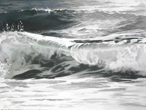 "Evening Waves" Pastel, 32" x 24" by artist Stacy Hatley Carter. See her portfolio by visiting www.ArtsyShark.com