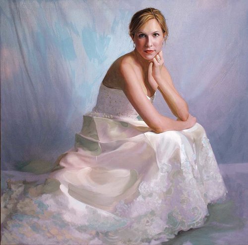 "Heidi Middle" Pastel Portrait, 40" x 40" by artist Stacy Hatley Carter. See her portfolio by visiting www.ArtsyShark.com