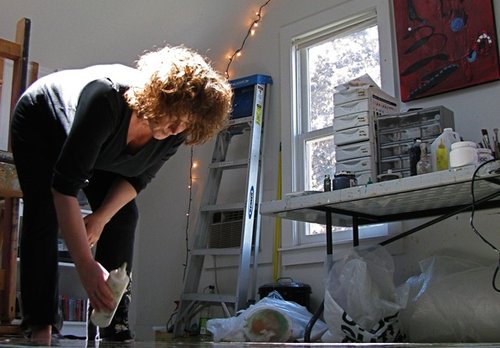 Artist Barbara Mink in her studio. See artist Barbara Mink's portfolio by visiting www.ArtsyShark.com