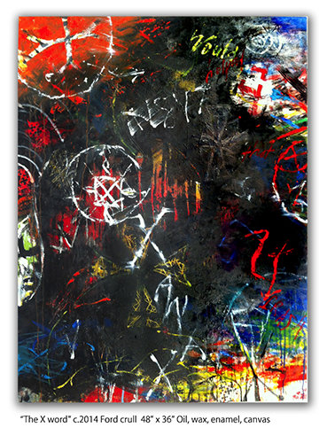 “The X Word” Oil, Wax and Enamel on Canvas, 48” x 36” by artist Ford Crull. See his portfolio by visiting www.ArtsyShark.com