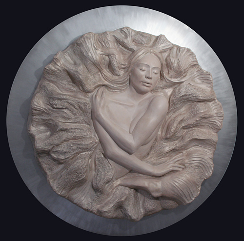 “Endless Love” Cast stone (Aqua-resin, Hydro-stone) and Aluminum, 48” x 48” x 6” by artist Denisa Prochazka. See her portfolio by visiting www.ArtsyShark.com