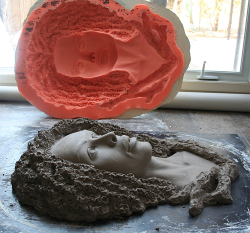 “Gabriela’s Roots” Mold-making process of clay relief by artist Denisa Prochazka. See her portfolio by visiting www.ArtsyShark.com