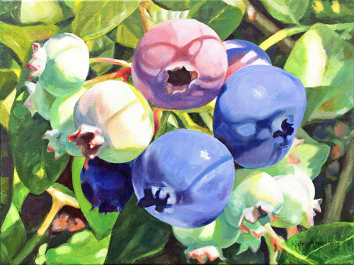 g "Blueberries" Oil, 12”x 16” by artist Kathy Armstrong. See her feature at www.ArtsyShark.com
