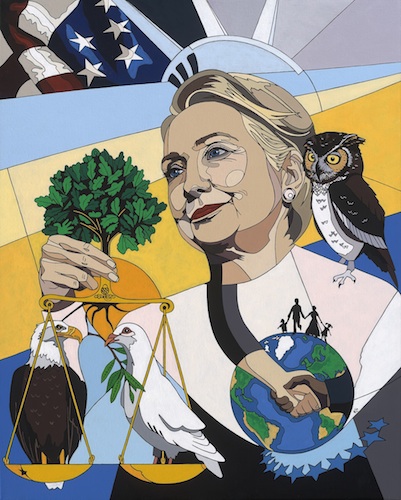 "In Honor of Hillary Clinton" Acrylic on Canvas, 24" x 30" by artist Konni Jensen. See her portfolio by visiting www.ArtsyShark.com