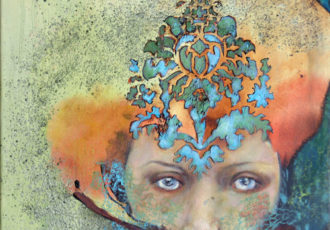 “Masquerade” Oil on Wood, 14" x 14" by artist Katie Hoffman. See her portfolio by visiting www.ArtsyShark.com