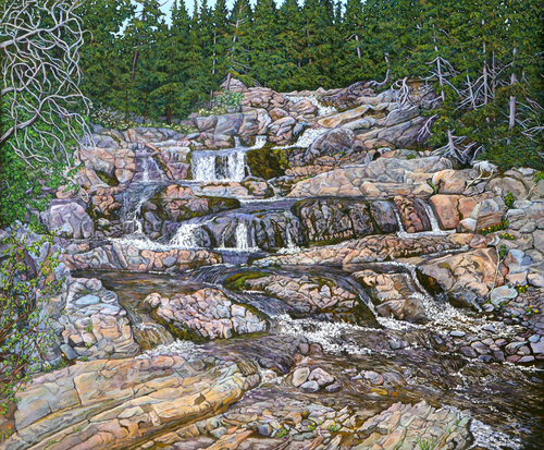 “Rattling Brook Falls” Oil on Canvas, 30" x 36"by artist Lynden Cowan. See her portfolio by visiting www.ArtsyShark.com