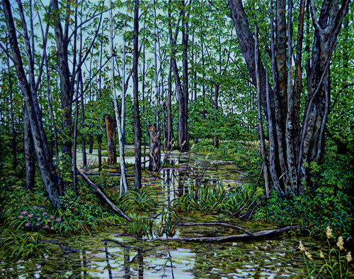 “Wetlands” Oil on Canvas, 24" x 30"by artist Lynden Cowan. See her portfolio by visiting www.ArtsyShark.com 