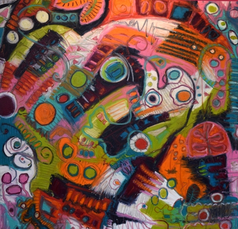 “Which Way Desert Wind Blows” Oil and Pastel on Canvas, 60” x 60”by artist Jeff Ferst. See his portfolio by visiting www.ArtsyShark.com