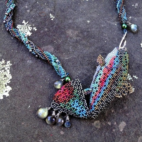 Rainbow Trout Necklace by Karin Houben. See her artist feature at www.ArtsyShark.com