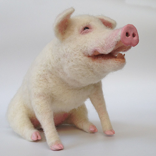 Adoring Pig by artist Laura Lee Burch. See her portfolio at www.ArtsyShark.com