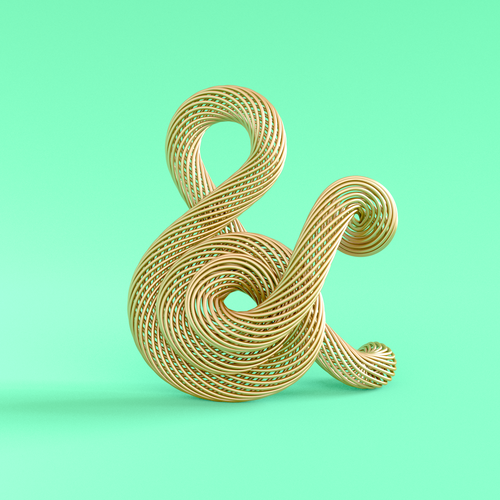 "Ampersand Gold" 3D typography by Noah Camp. See more at www.ArtsyShark.com