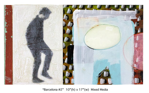 "Barcelona 2" 10" x 17" mixed media by artist Mark Flowers. See his feature at www.ArtsyShark.com