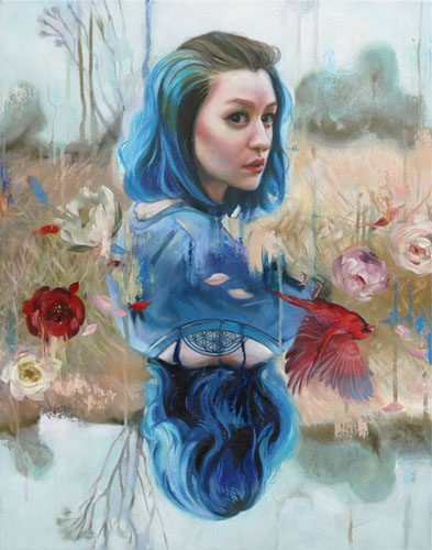 "Blue Dragon“ Oil on Canvas, 40cm x 50cm by artist Lioba Brückner. See her portfolio by visiting www.ArtsyShark.com