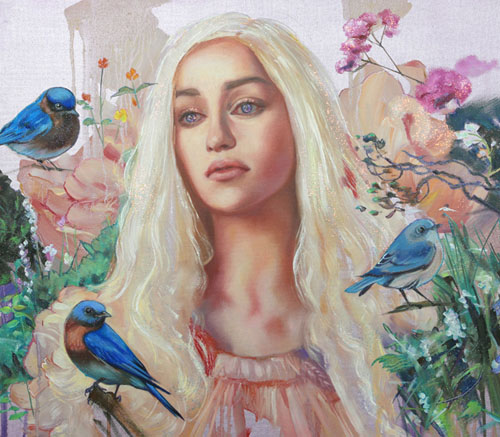 “Khaleesi" Oil on Canvas, 40cm x 35cm by artist Lioba Brückner. See her portfolio by visiting www.ArtsyShark.com