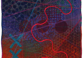 “Mapforms #4” Fiber and Mixed Media, 18” x 18" by artist Michelle Hardy. See her portfolio by visiting www.ArtsyShark.com