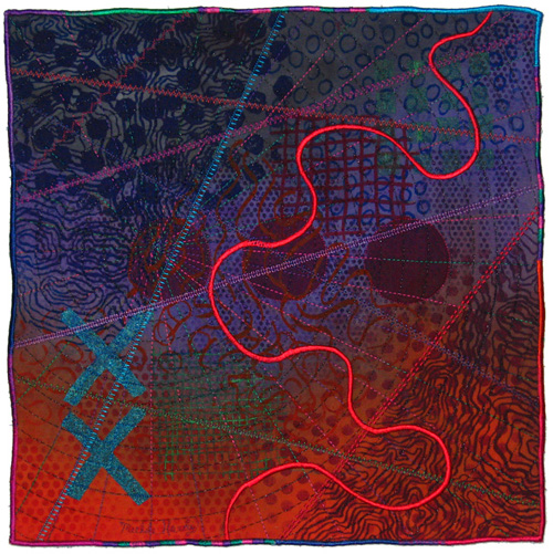 “Mapforms #4” Fiber and Mixed Media, 18” x 18" by artist Michelle Hardy. See her portfolio by visiting www.ArtsyShark.com