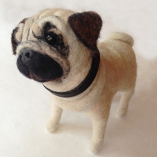 Pug, needle felting by artist Laura Burch. See her portfolio at www.ArtsyShark.com