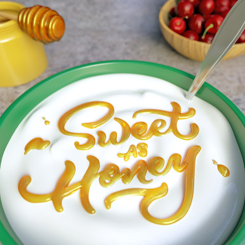 "Sweet As Honey" 3D typography by Noah Camp. See more at www.ArtsyShark.com