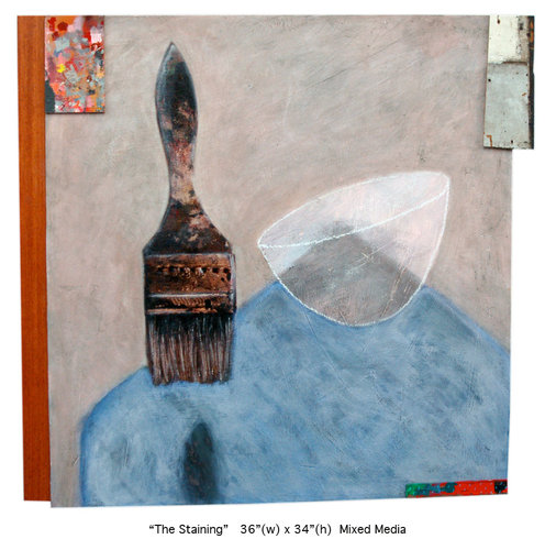 "The Staining" 36" x 34" mixed media by Mark Flowers. See his feature at www.ArtsyShark.com