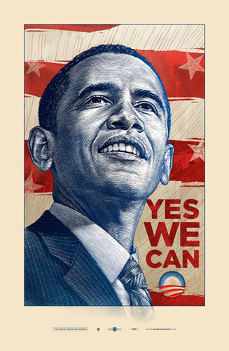 Yes We Can Campaign poster of Barack Obama by Antar Dayal. Read his story at www.ArtsyShark.com