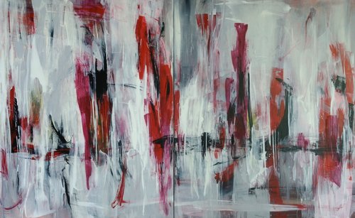 "Vibrations" Acrylic on Canvas, Diptych, 200cm x 120cm by artist Michelle Hold. See her portfolio by visiting www.ArtsyShark.com