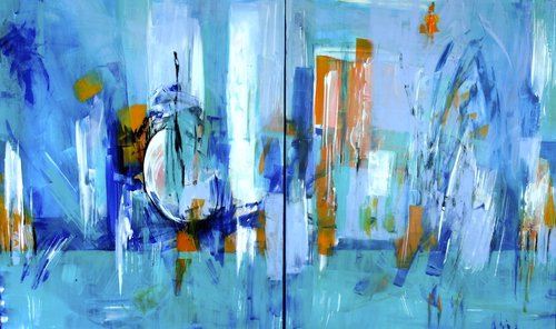 "Touched By Water" Acrylic on Canvas, Diptych, 200cm x 120cmby artist Michelle Hold. See her portfolio by visiting www.ArtsyShark.com 