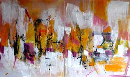 "We All Shine On" Acrylic on Canvas, Diptych, 200cm x 120cmby artist Michelle Hold. See her portfolio by visiting www.ArtsyShark.com 