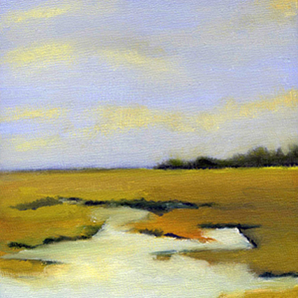 “Walk at Magothy Bay” Oil on Cradled Board, 6" x 6" by artist Barbara Hart. See her portfolio by visiting www.ArtsyShark.com