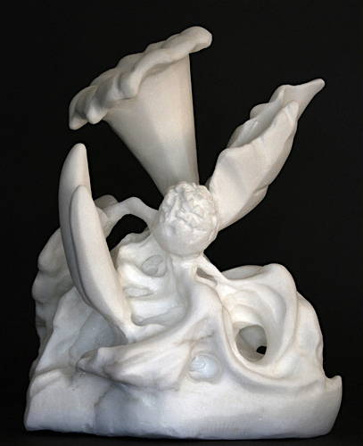 “Luna” (side view) White Marble, 10” x 7.5” x 7” by artist Jack Inson. See his portfolio by visiting www.ArtsyShark.com