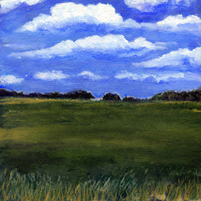 “Summer Sky” Oil on Cradled Board, 6" x 6" by artist Barbara Hart. See her portfolio by visiting www.ArtsyShark.com