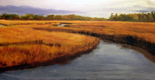 “Solitude” Oil on Board, 8.5" x 17" by artist Barbara Hart. See her portfolio by visiting www.ArtsyShark.com