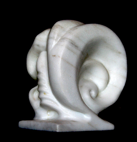 “Piedra Blanca” (front view) Yule Marble, 8.25” x 5” x 12.75”by artist Jack Inson. See his portfolio by visiting www.ArtsyShark.com