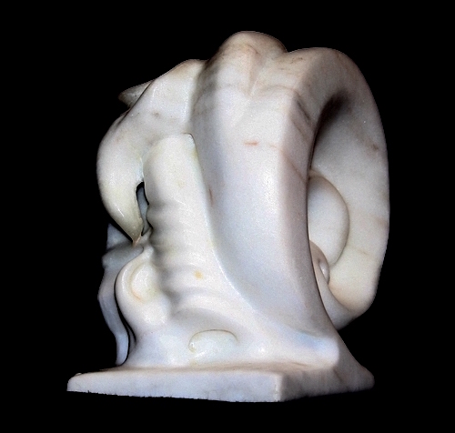 “Piedra Blanca” (side view) Yule Marble, 8.25” x 5” x 12.75” by artist Jack Inson. See his portfolio by visiting www.ArtsyShark.com