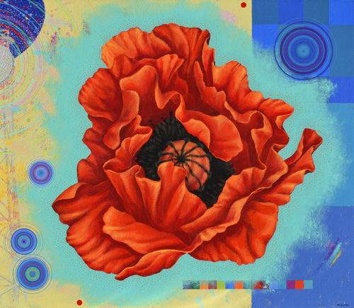 “Poppy Energy Field” Enamel on Canvas, 41" x 36" by artist Scott McIntire. See his portfolio by visiting www.ArtsyShark.com