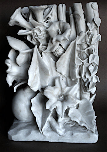 “Spring Forward” (back view) Afyon Marble, 15” x 13” x 12”by artist Jack Inson. See his portfolio by visiting www.ArtsyShark.com 