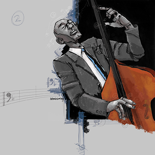 “All That Jazz, Act 2” Digital Mixed Media, 12” x 12” by artist Juliette Hemingway. See her portfolio by visiting www.ArtsyShark.com