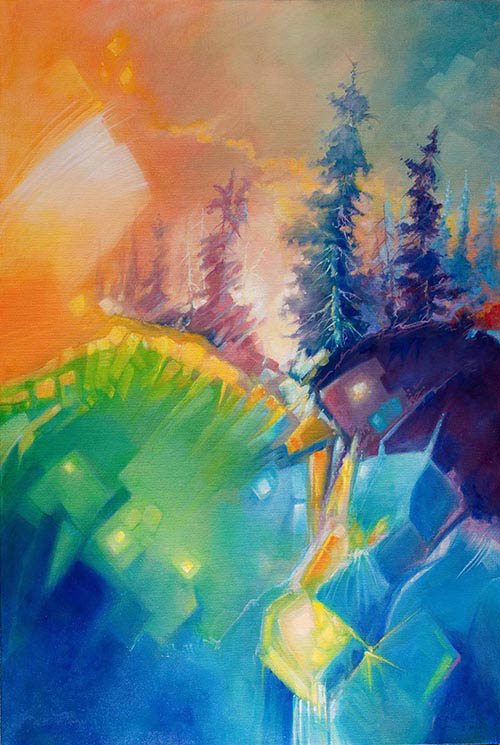“Blue Pines” Oil on Canvas, 24” x 36”by artist Gary Karasek. See his portfolio by visiting www.ArtsyShark.com