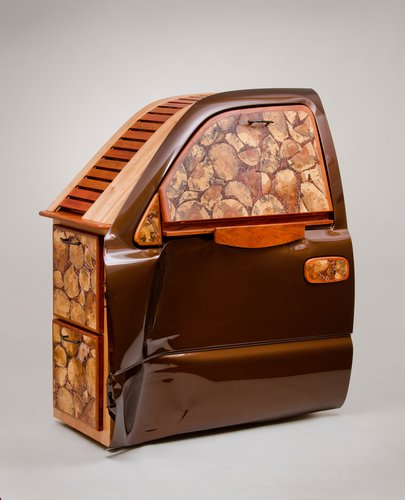 Furniture design with reclaimed materials by David Moneypenny. See his artist feature at www.ArtsyShark.com