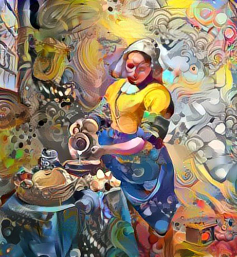 The Hallucinogenic Milkmaid" mixed media, 32.5" x 30" by Paul Meillon. See his artist feature at www.ArtsyShark.com