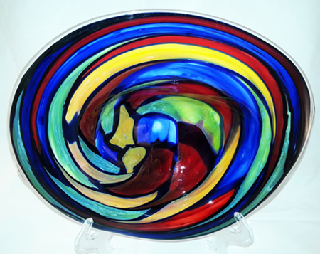 “Patch Platter” Lampworked Borosilicate Glass, 11”D by artist Jim Loewer. See his portfolio by visiting www.ArtsyShark.com