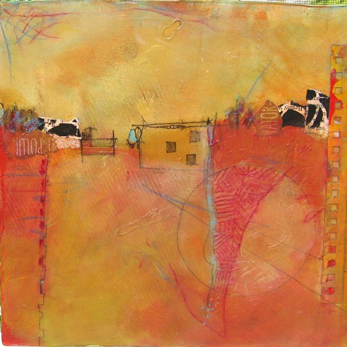 “Autumn” Mixed Media on Cradled Panel, 12” x 12” by artist Jill Krasner. See her portfolio by visiting www.ArtsyShark.com