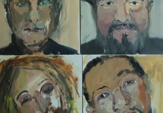 “Artistas” Oil on Canvas, Each 40cm x 40cmby artist Maria Aparici. See her portfolio by visiting www.ArtsyShark.com