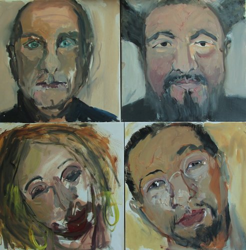 “Artistas” Oil on Canvas, Each 40cm x 40cmby artist Maria Aparici. See her portfolio by visiting www.ArtsyShark.com